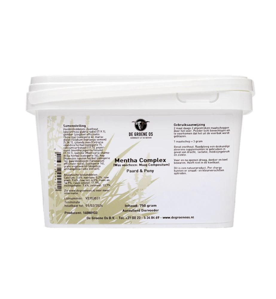 De Groene Os Mentha Complex Paard & Pony - 750 Gram