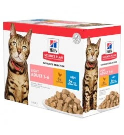 Hill's Science Plan Adult Light Multipack Kip En Zeevis - 4 X 12 X 85 Gram